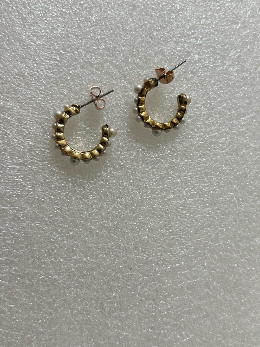 Gold Beaded Pearl-Accent Hoop Earrings - Women Jewelry